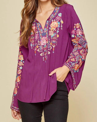 Andree By Unit - Tie Front Embroidered Blouse