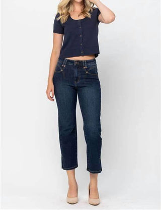 Judy Blue - Calça jeans cropped com fendas laterais