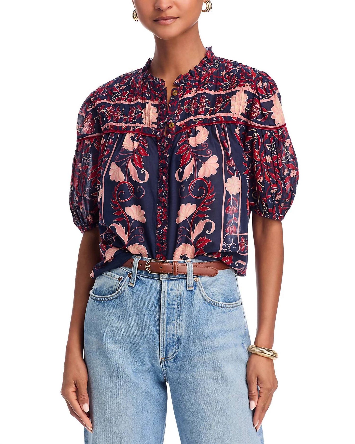 Farm Rio - Boho Floral Scarf Blouse