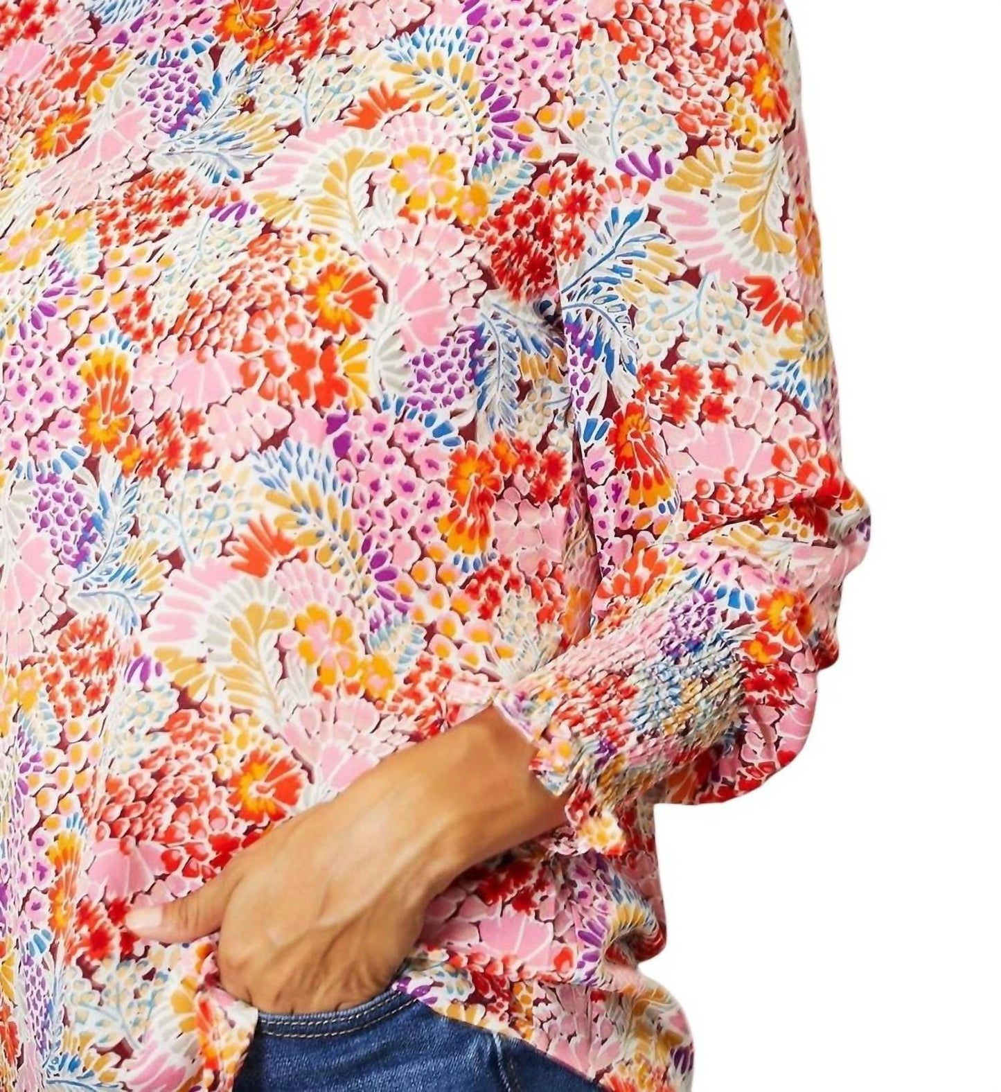 Double Take - Floral Elegance Puff Sleeve Blouse