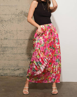 Blue B - Floral Pleated Maxi Skirt