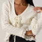 Astr - Lacey Pointelle Tie-front Cardigan