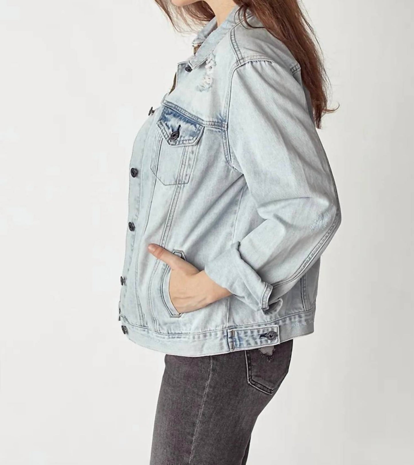 Risen - Distressed Button Up Jacket