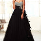 Mac Duggal - Swan-Inspired Ballgown with Feathered Tulle Skirt