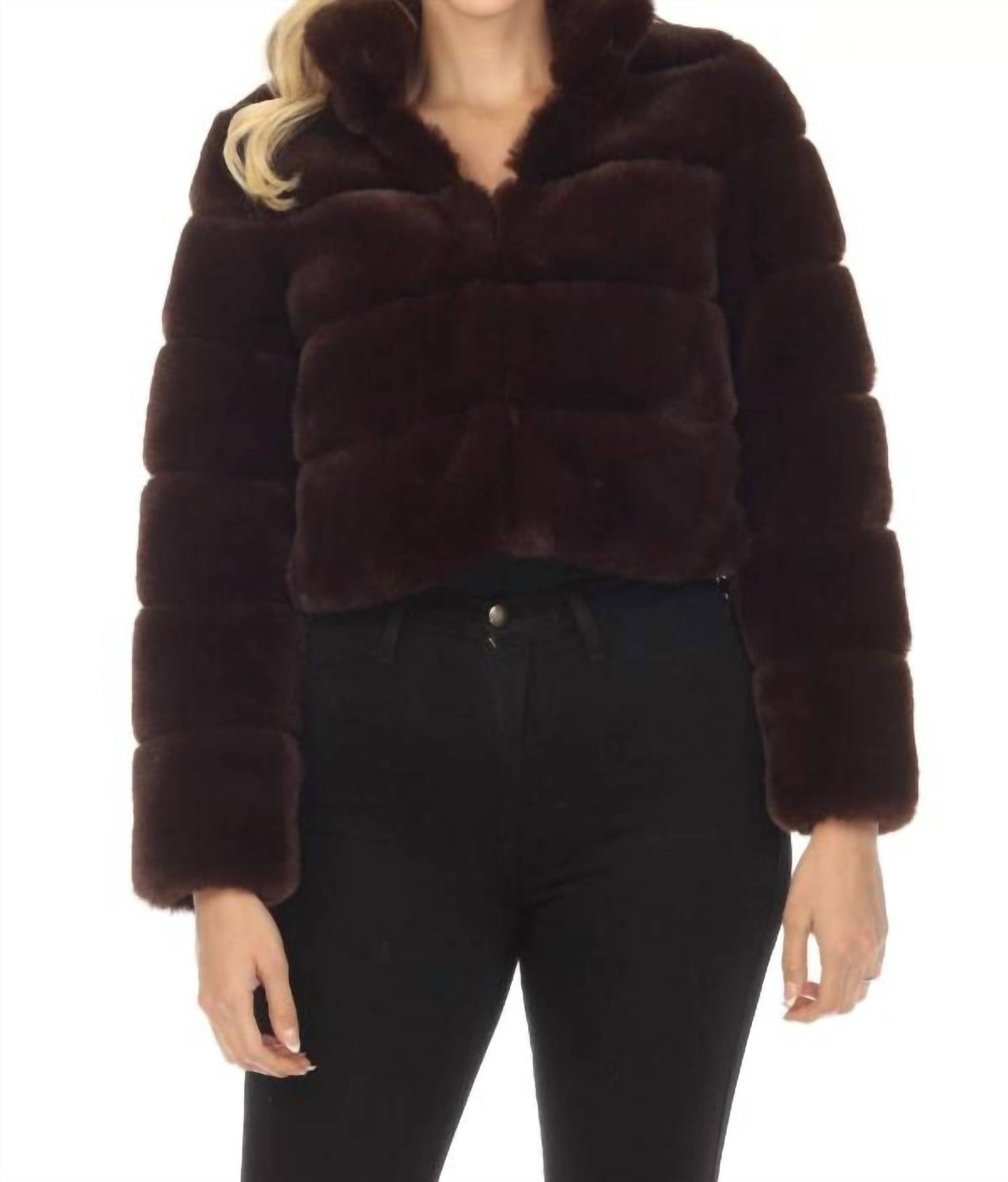 Belle Fare - Devon Short Faux Rex Fur Bomber Jacket Coat