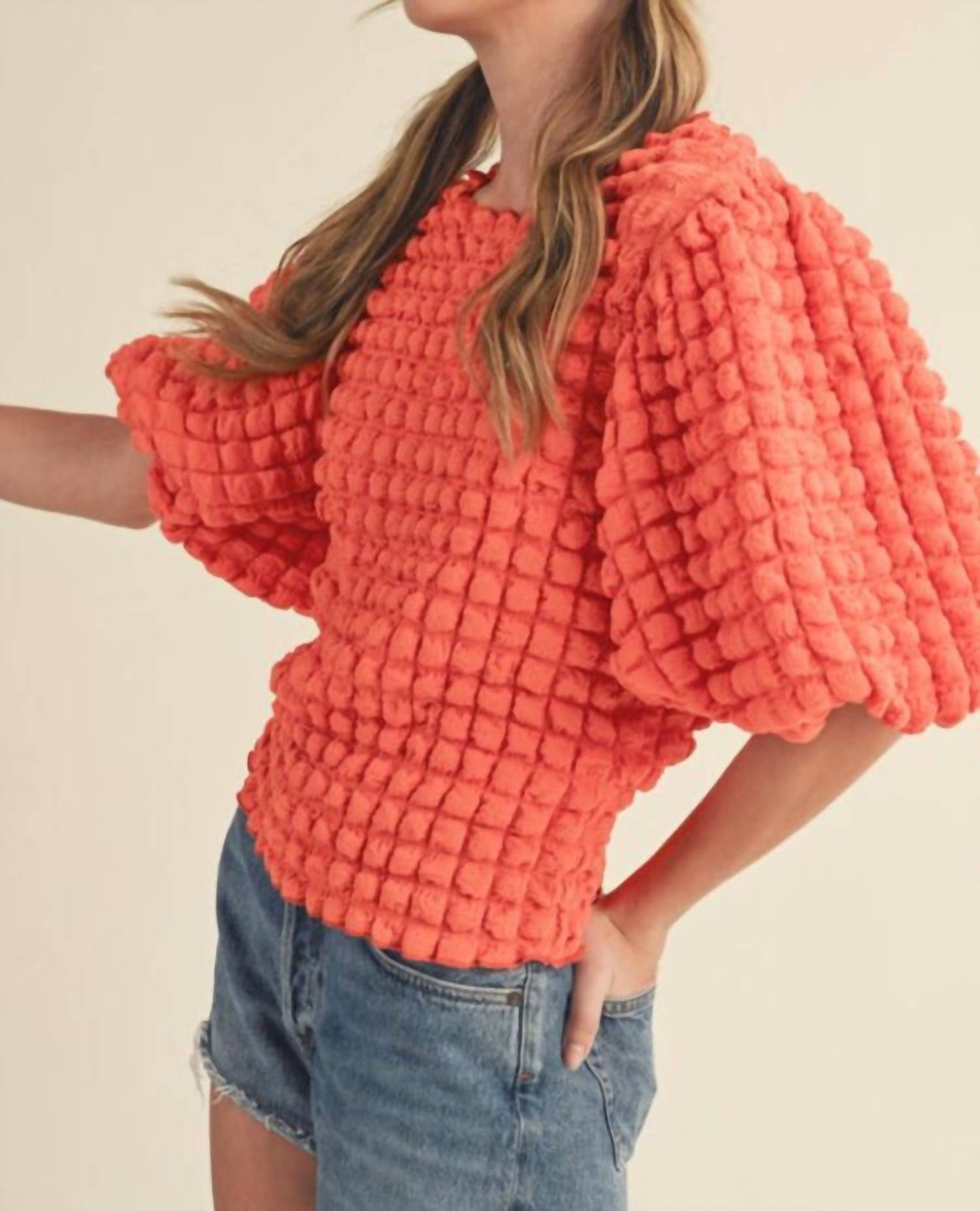 &Merci - Oasis Textured Ballon Sleeve Top