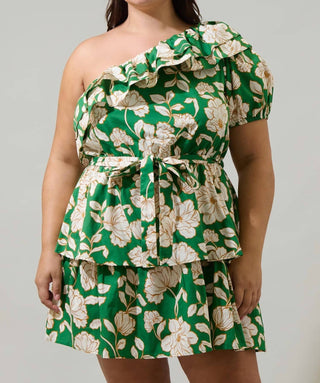 Sugarlips - Vestido curto floral Lucena Irene com um ombro só e curvas