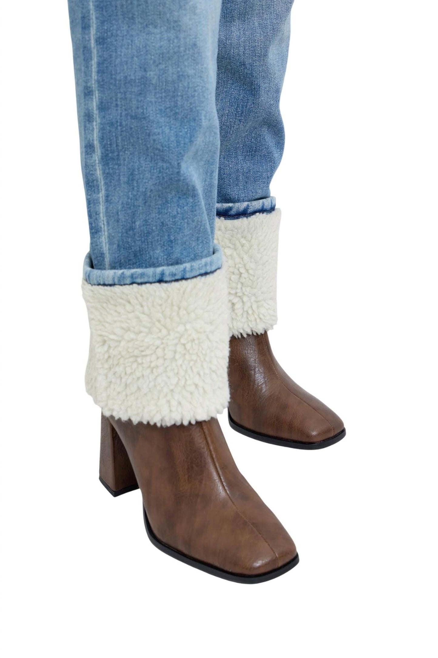 Judy Blue - High Waist Shearling Cuffed Straight Leg Jean