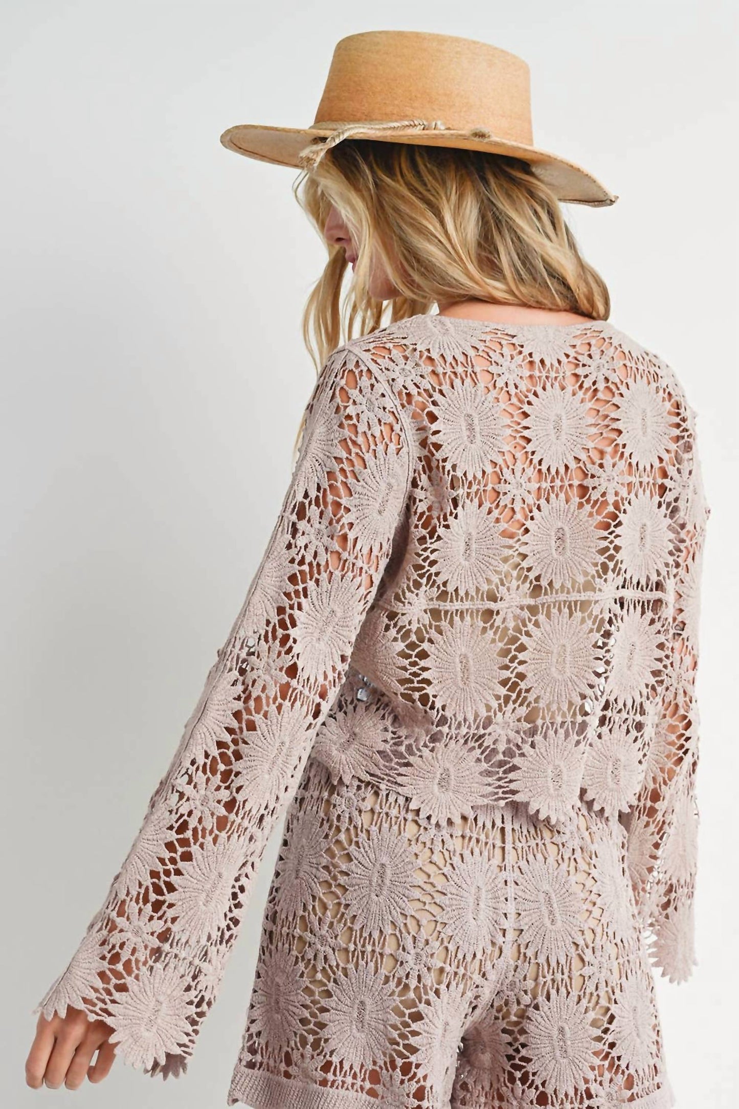 Bluivy - CROCHET CROPPED LONG SLEEVE TOP