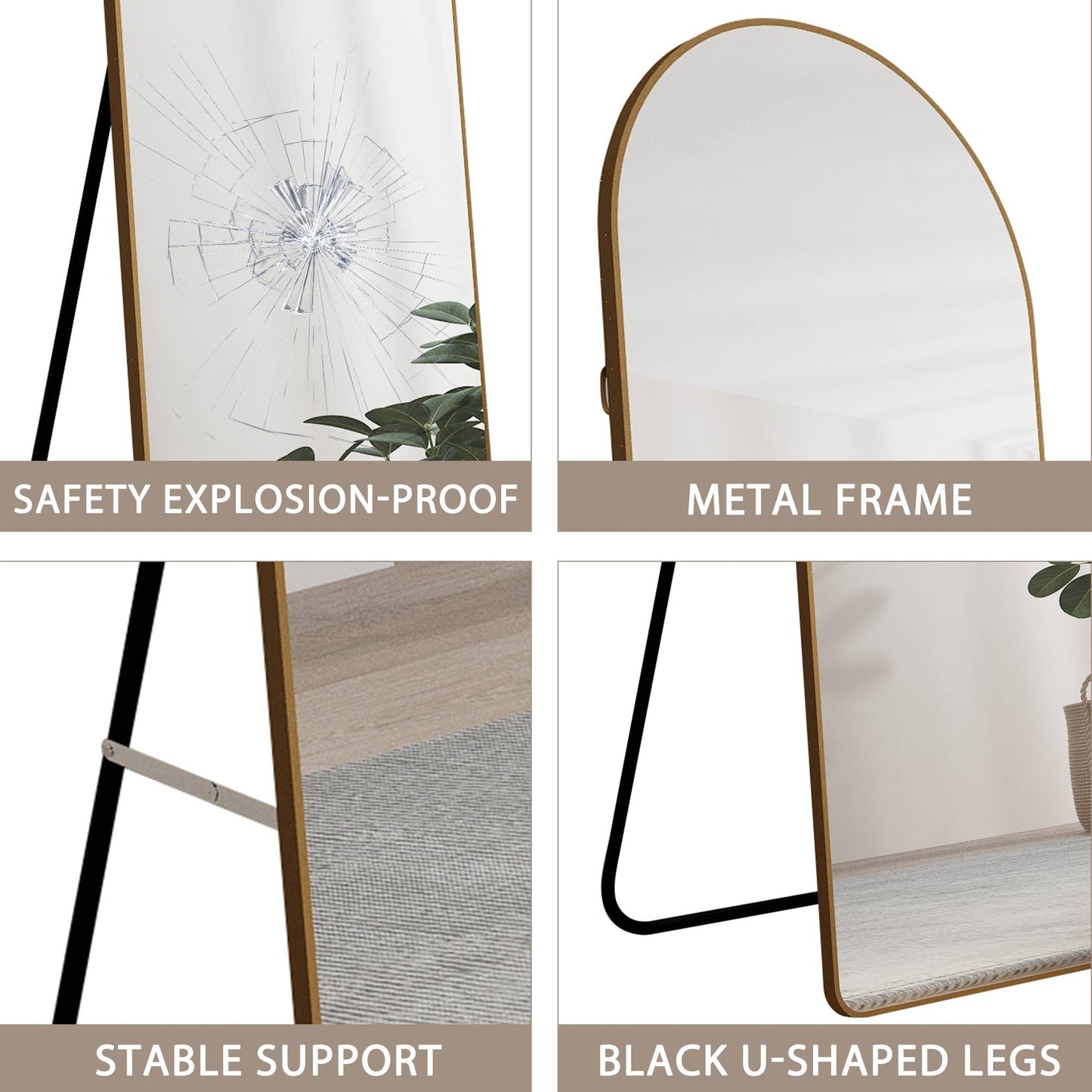 The 4th Generation Floor Mounted Full Length Mirror with Gold Frame