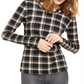 Top de malha xadrez Pacato Max Mara feminino Weekend, manga comprida, preto, tamanho pequeno