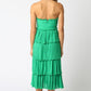 Olivaceous - Lyla Strapless Ruffle Midi Dress