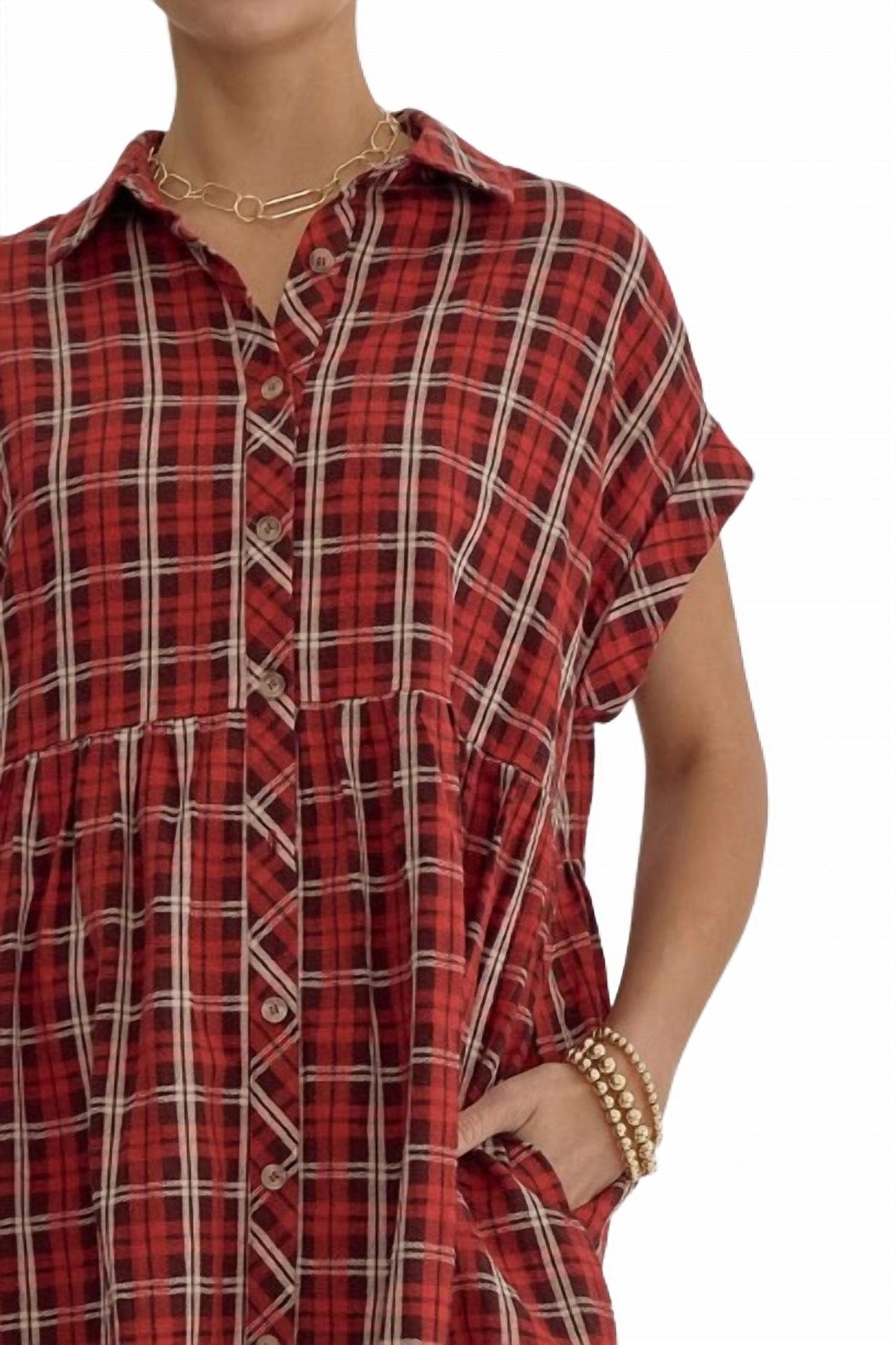 Entro - Plaid Button Down Mini Dress