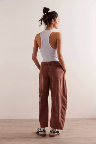 Free People - Calça de veludo cotelê com ajuste relaxado e perna larga Good Luck
