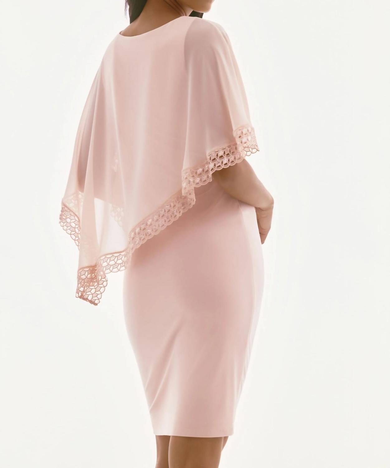 Joseph Ribkoff - Lace Trim Chiffon Overlay Sheath Dress