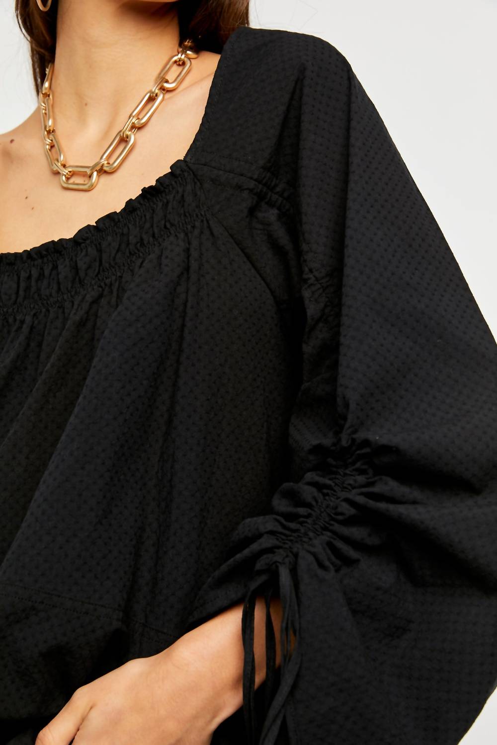Free People - Brynn Puff Sleeves Square Neck Tunic