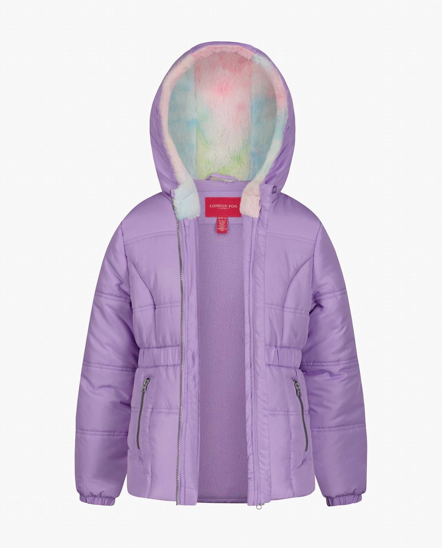 London Fog - Girls Zip-front Hooded Mid Cinch Puffer Jacket