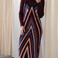 Mima Rosso - Velour Striped Pinafore Dress