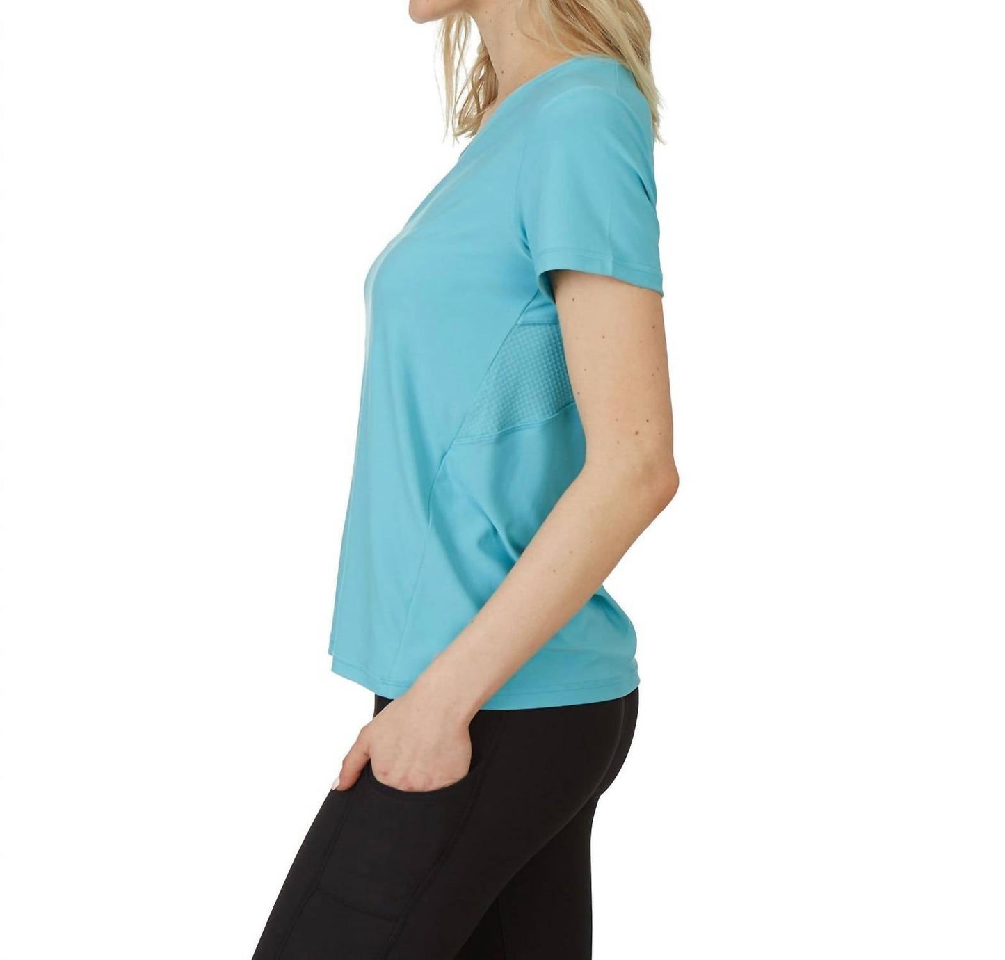 X By Gottex - Honey Comb Loose Fit Short Sleeve V-Neck Top