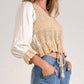 Elan - 3/4 Sleeve Crochet Yarn Top