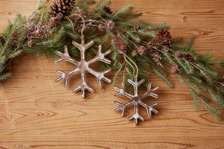 Wooden Snowflake Ornament with White Washed Finish (Set of 12)