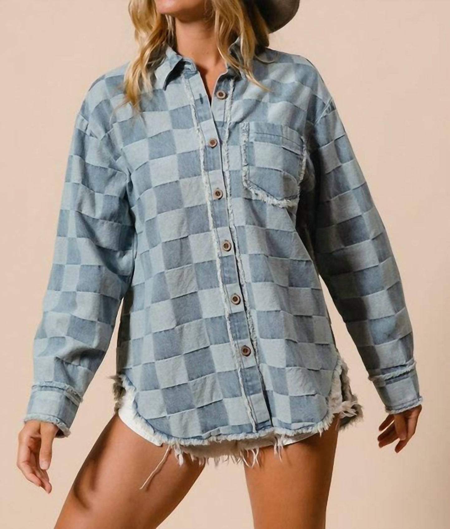 Bibi - Checkered Patch Pocket Shirt