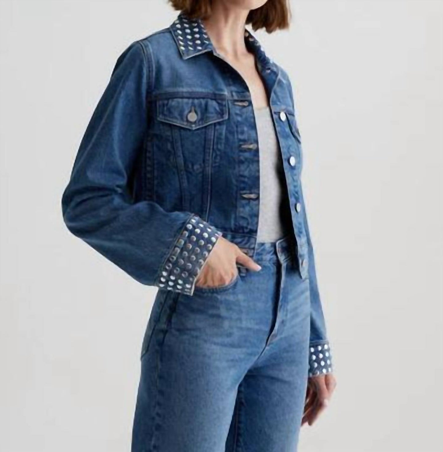 Ag Jeans - Studded Isa Cropped Trucker Jacket