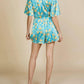 Skies Are Blue - Floral Print Surplice Romper