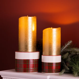 Winter Plaid Ceramic Candle Holder (Set of 2)