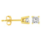 14K Yellow Gold Clarity Enhanced Princess Cut Diamond Certified Stud Earrings (0.50 cttw, H-I Color, I1-I2 Clarity)