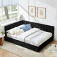 Mid-Century Upholstered Tufted Bed Frame with Backrest and Armrests