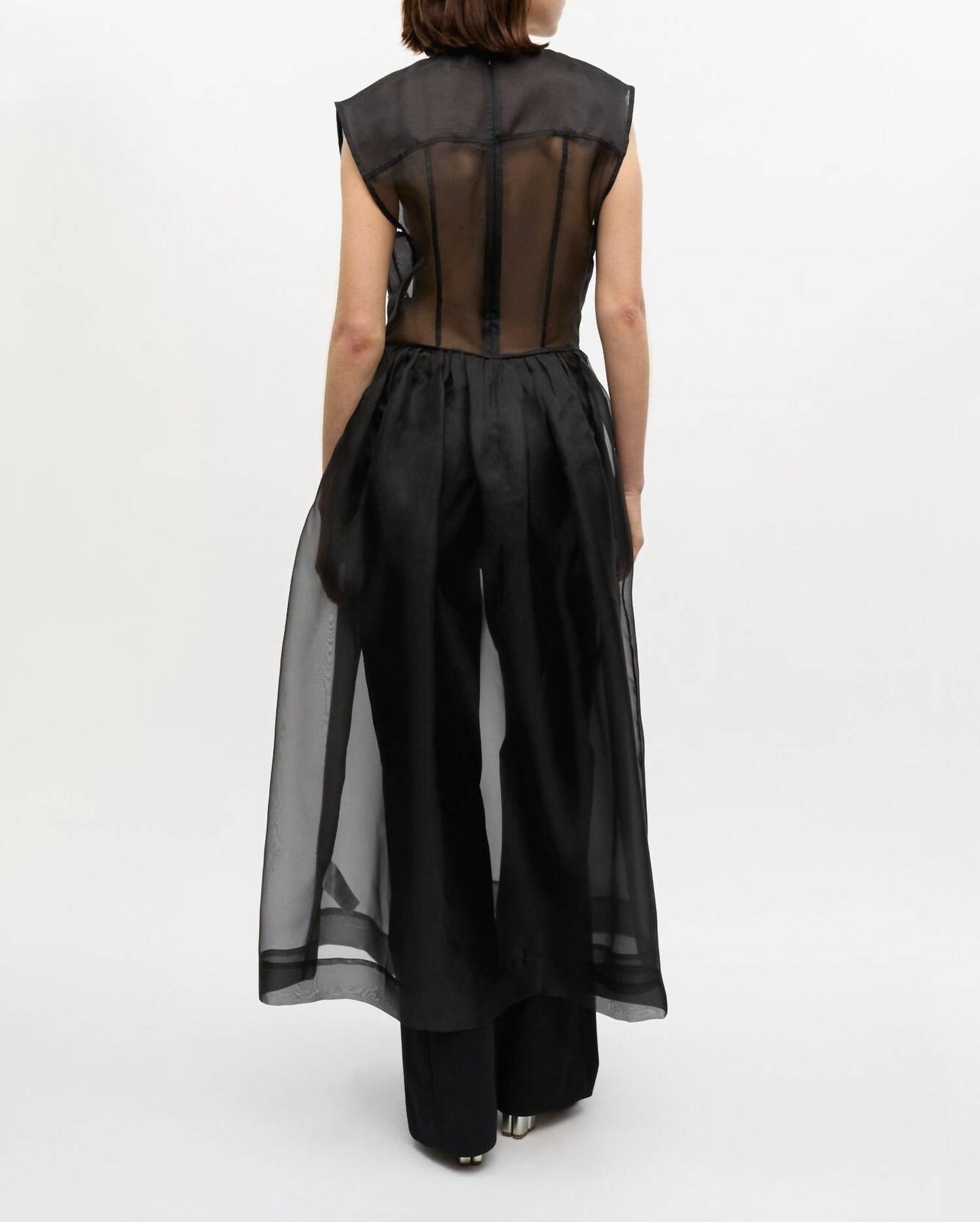 Ganni - Women's Technical Organza Corset Midi Dress
