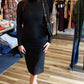 Steve Madden - Krista Sheer Rhinestone Dress With Long Sleeves