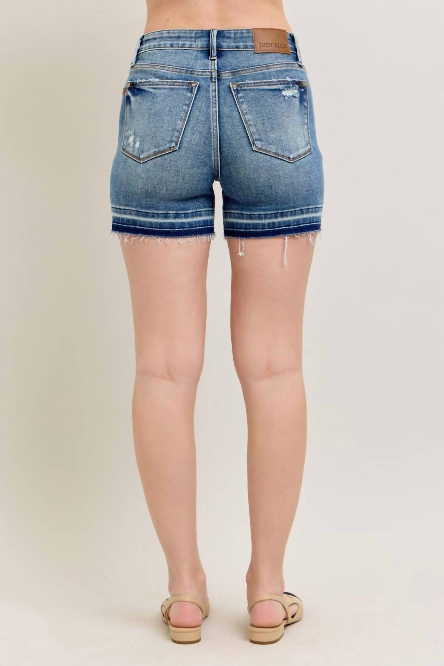 Judy Blue - Meredith Mid Rise Tummy Control Release Hem Short
