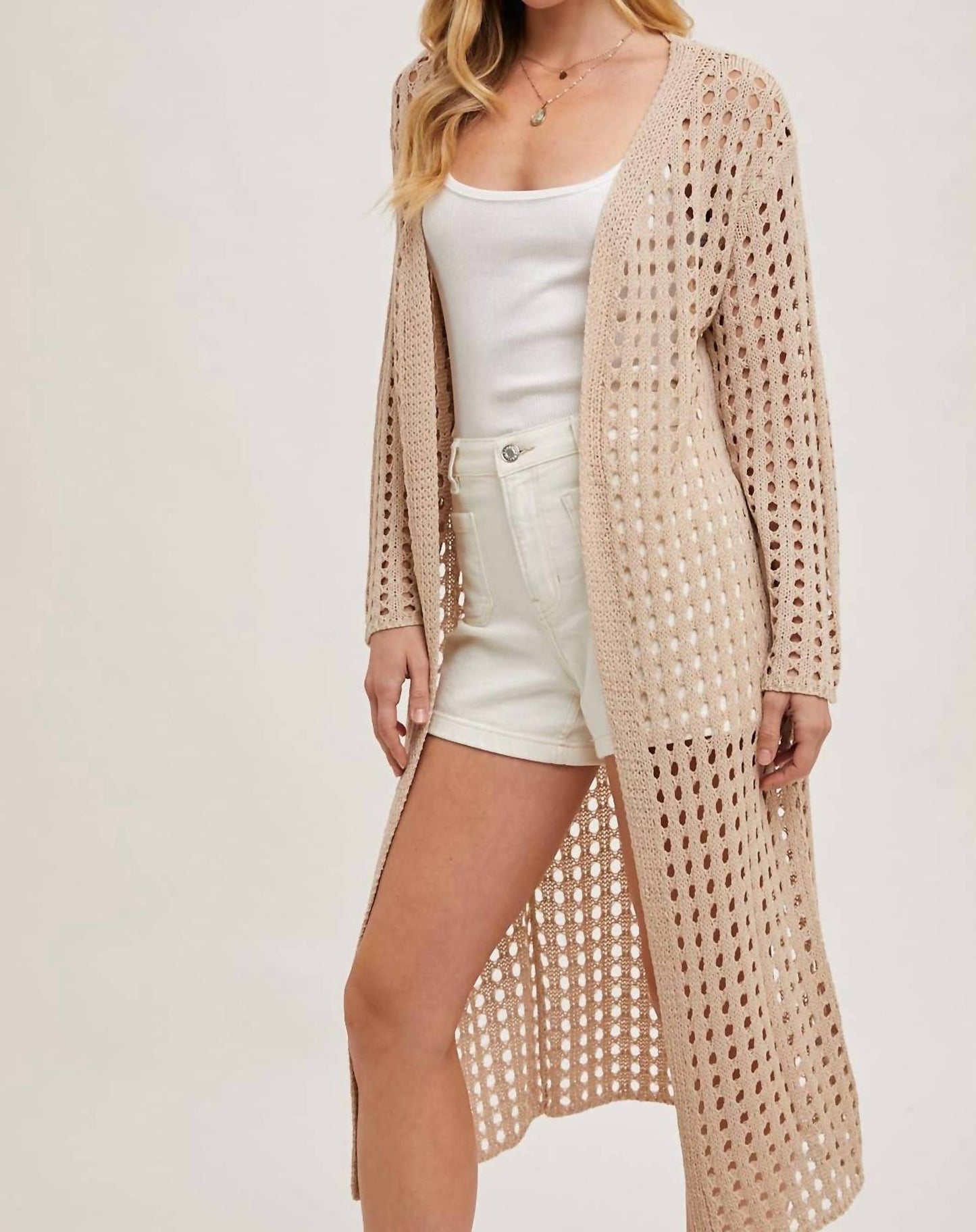 Bluivy - Open Knit Longline Cardigan