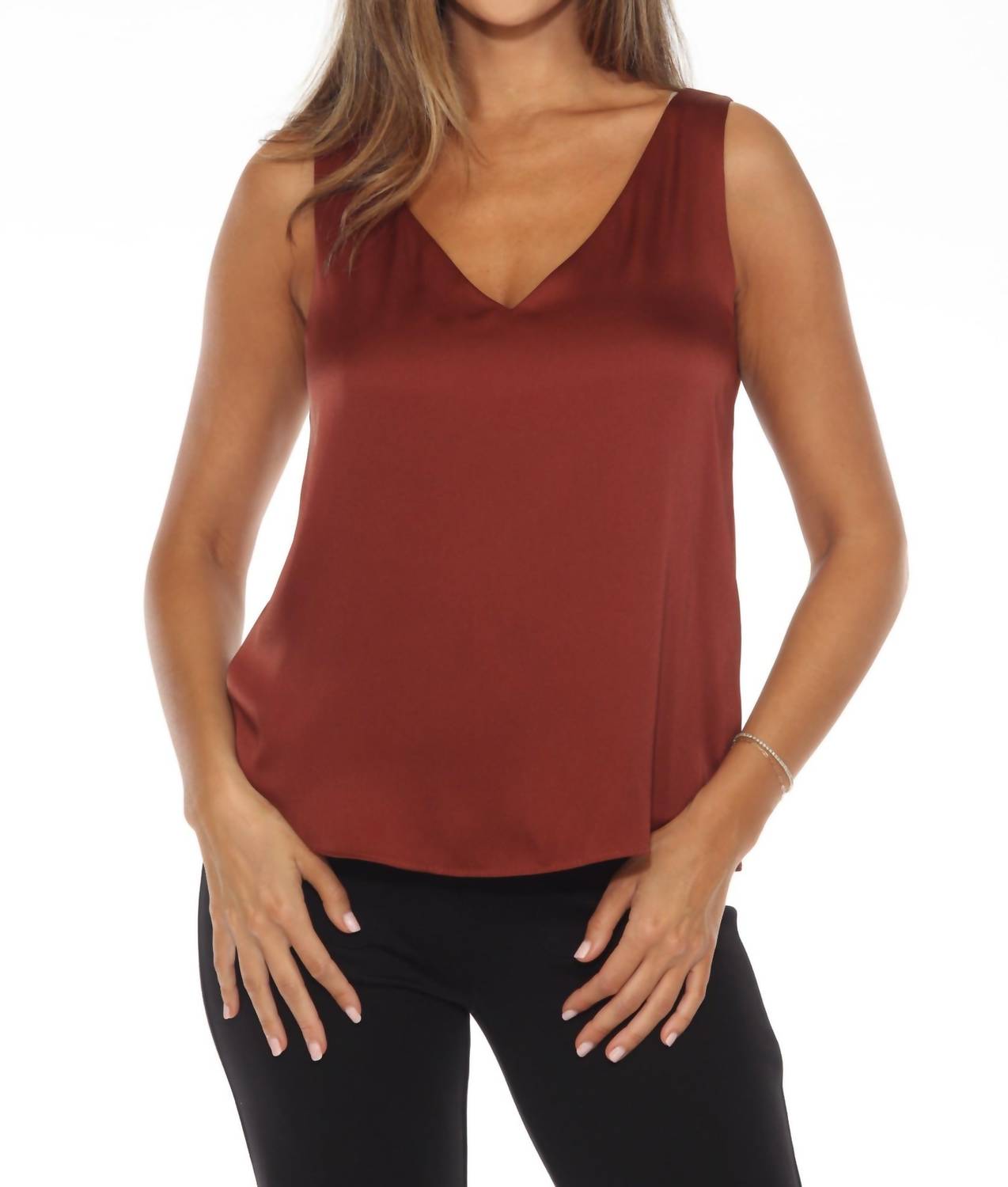 Joseph Ribkoff - V-neck Sleeveless Satin Tank
