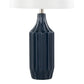 Stella 23" Contemporary Ceramic Table Lamp in Gloss Dark Blue Ceramic with White Shade