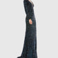 Ieena For Mac Duggal - Longsleeve Sequin Gown Midnight Blue Sz 10$398
