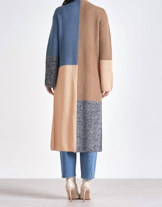 Elan - Cardigan longo com blocos de cores