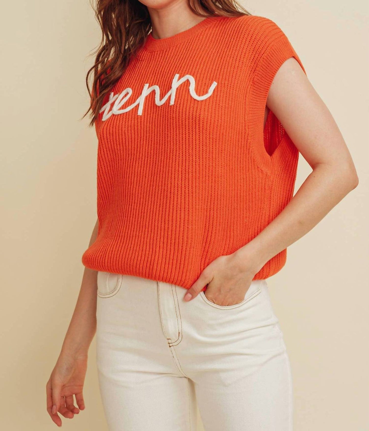 Cloud Ten - Tenn Embroidered Sleeveless Sweater Top