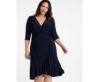 Vestido envelope Kiyonna feminino Whimsy azul tamanho 1X