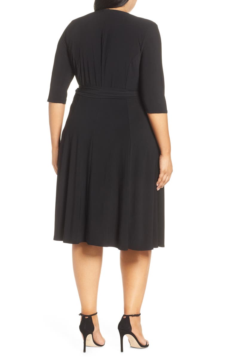 Vestido envelope feminino Kiyonna Essential, preto, tamanho 2X