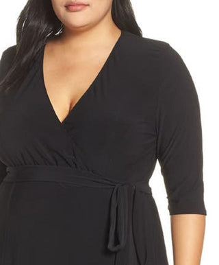 Vestido envelope feminino Kiyonna Essential, preto, tamanho 2X