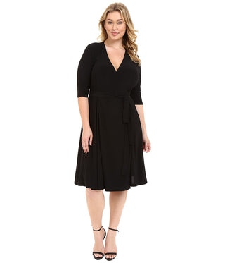Vestido envelope feminino Kiyonna Essential, preto, tamanho 1X