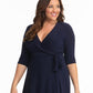 Vestido envelope Kiyonna feminino 'Essential' azul tamanho 3X