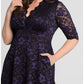 Vestido de renda Mon Cherie feminino Kiyonna, roxo, tamanho 2X