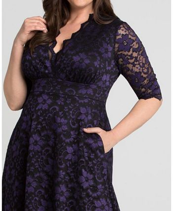 Vestido de renda Mon Cherie feminino Kiyonna, roxo, tamanho 2X