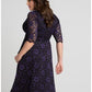 Vestido de renda Mon Cherie feminino Kiyonna, roxo, tamanho 2X
