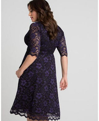 Vestido de renda Mon Cherie feminino Kiyonna, roxo, tamanho 2X