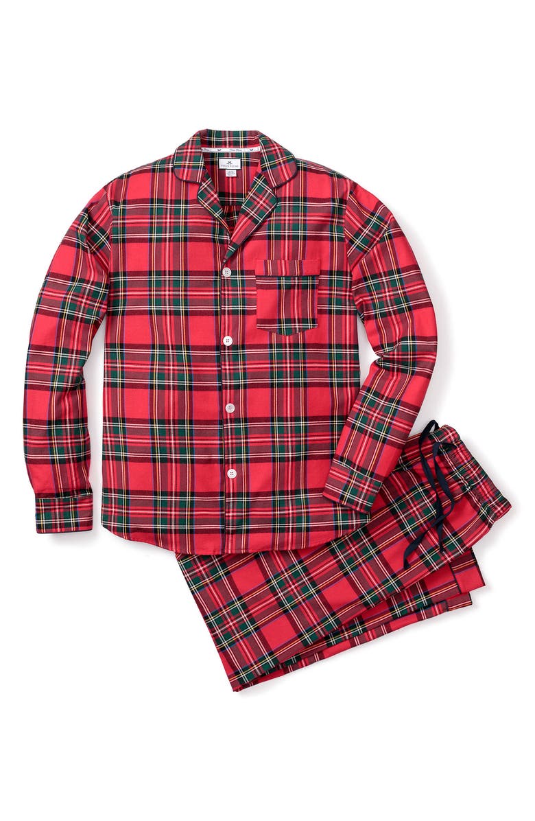 Pijama masculino de flanela xadrez imperial Petite Plume, vermelho, tamanho médio